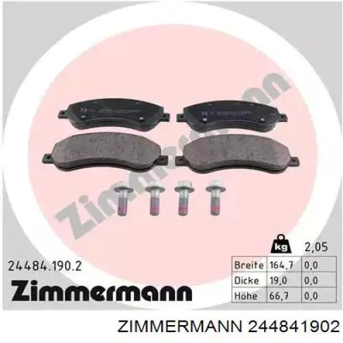 Передние тормозные колодки 244841902 Zimmermann