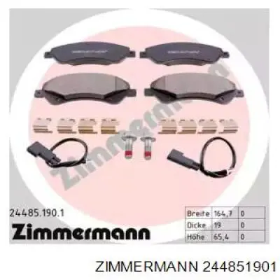 244851901 Zimmermann колодки тормозные передние дисковые