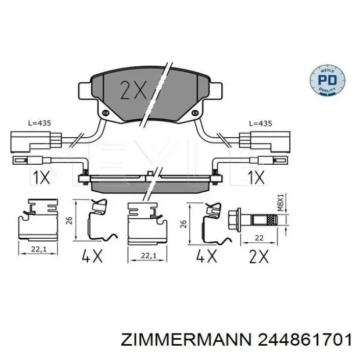 244861701 Zimmermann Колодки тормозные дисковые комплект