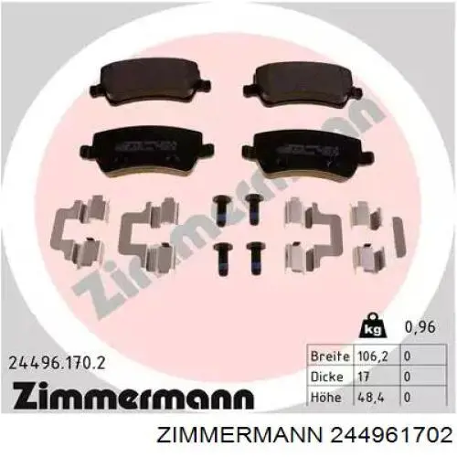 244961702 Zimmermann sapatas do freio traseiras de disco