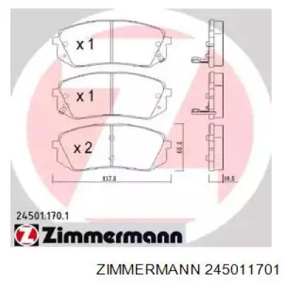 Передние тормозные колодки 245011701 Zimmermann