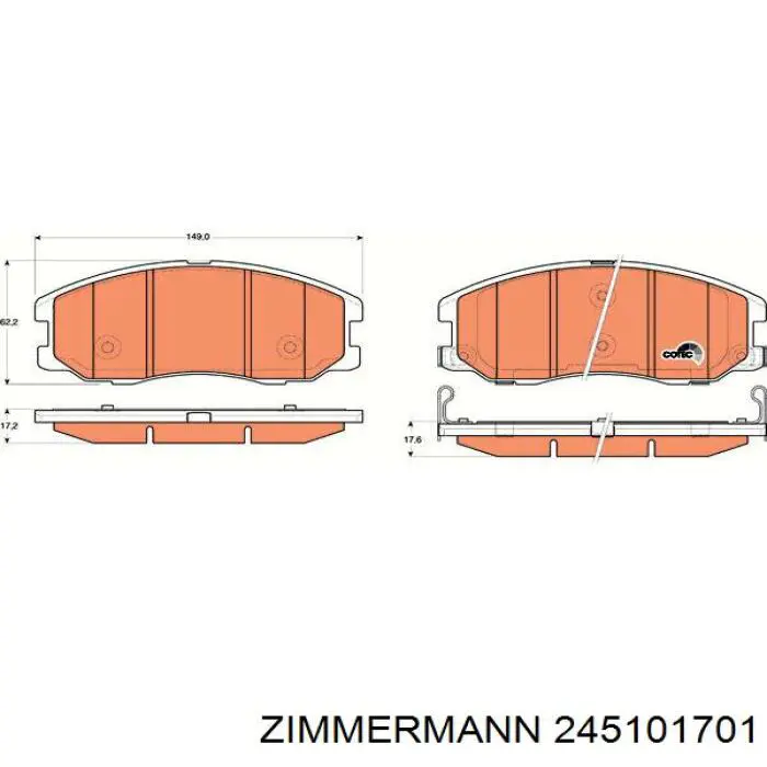 Купить 245101701 Zimmermann Колодки тормозные