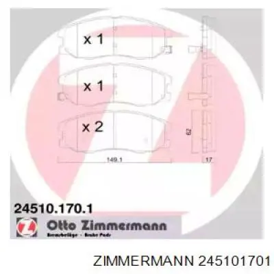 Передние тормозные колодки 245101701 Zimmermann