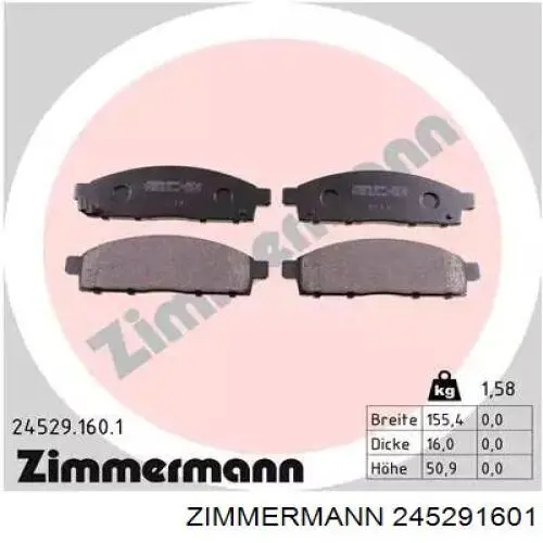 245291601 Zimmermann sapatas do freio dianteiras de disco