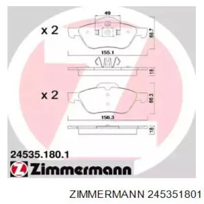 Передние тормозные колодки 245351801 Zimmermann