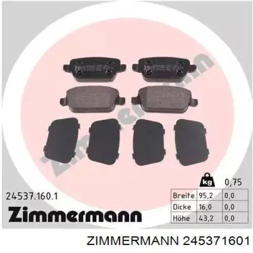 Задние тормозные колодки 245371601 Zimmermann