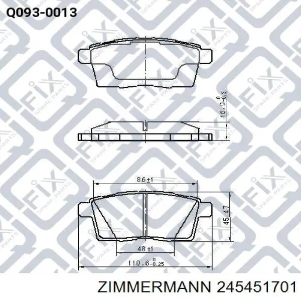 Передние тормозные колодки 245451701 Zimmermann