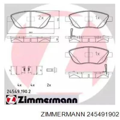 245491902 Zimmermann колодки тормозные передние дисковые