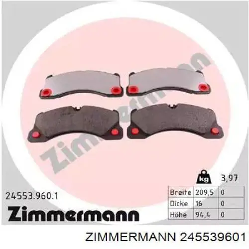 Передние тормозные колодки 245539601 Zimmermann