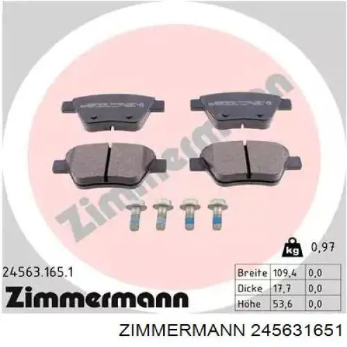 245631651 Zimmermann колодки тормозные задние дисковые