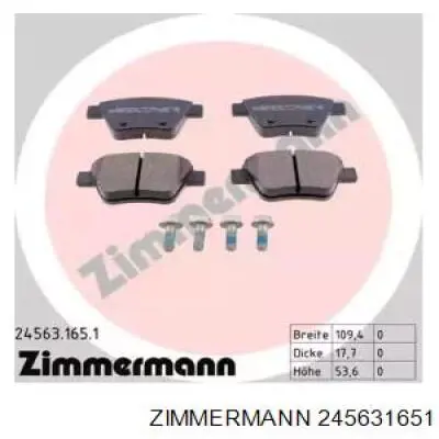 Колодки дисковые  Zimmermann 245631651 цена, от 35.92 USD