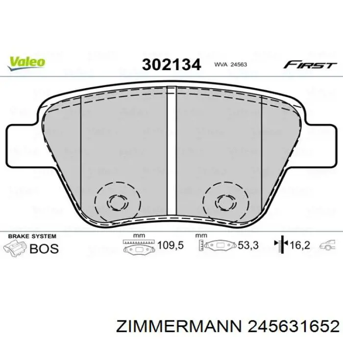 Задние тормозные колодки 245631652 Zimmermann