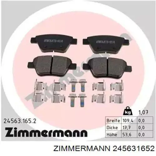 24563.165.2 Zimmermann колодки тормозные задние дисковые