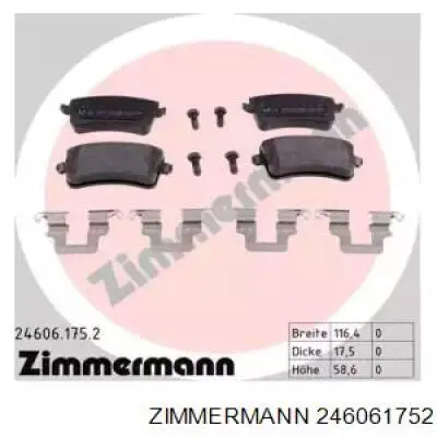 Задние дисковые колодки Zimmermann 246061752