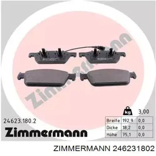 Передние тормозные колодки 246231802 Zimmermann