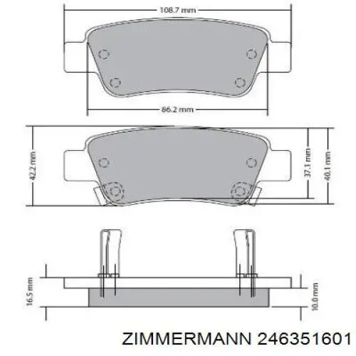 Задние тормозные колодки 246351601 Zimmermann
