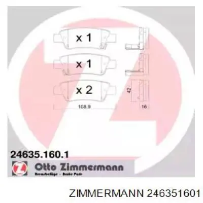 Задние дисковые колодки Zimmermann 246351601