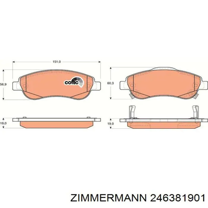 Передние тормозные колодки 246381901 Zimmermann