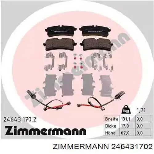 246431702 Zimmermann sapatas do freio traseiras de disco