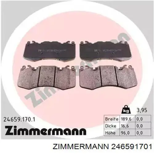 Передние тормозные колодки 246591701 Zimmermann