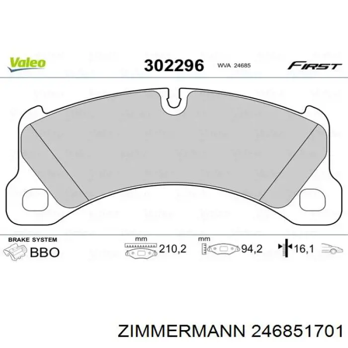 Колодки Zimmermann 246851701 цена, от 164.79 USD