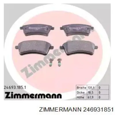 Передние тормозные колодки 246931851 Zimmermann