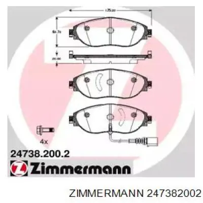 Передние тормозные колодки 247382002 Zimmermann