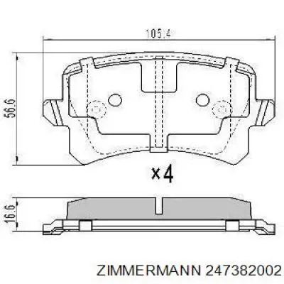 Купить 247382002 Zimmermann Колодки тормозные
