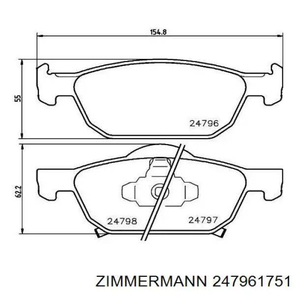 Купить 247961751 Zimmermann Колодки тормозные