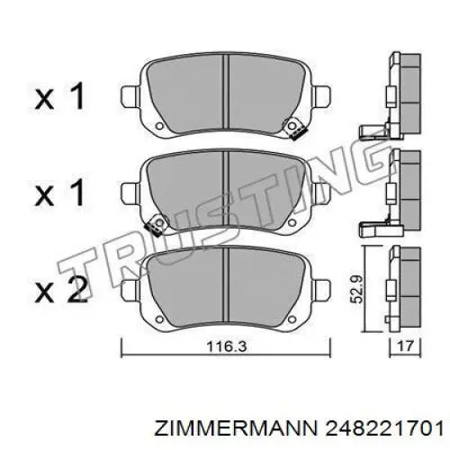 Колодки дисковые  Zimmermann 248221701 цена, от 34.30 USD