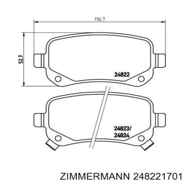 Купить 248221701 Zimmermann Колодки тормозные задние, дисковые