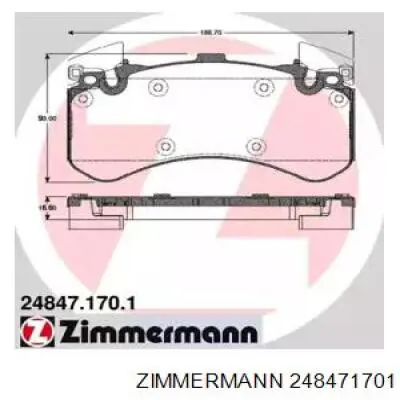 Купить 248471701 Zimmermann Колодки тормозные