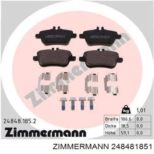 Колодки дисковые  Zimmermann 248481851 цена, от 44.36 USD