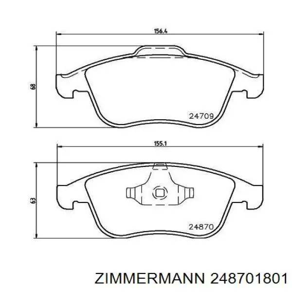 Передние тормозные колодки 248701801 Zimmermann