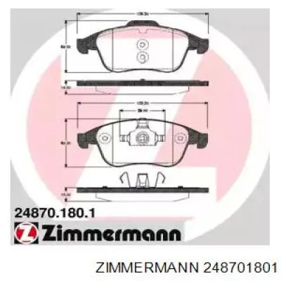 248701801 Zimmermann колодки тормозные передние дисковые