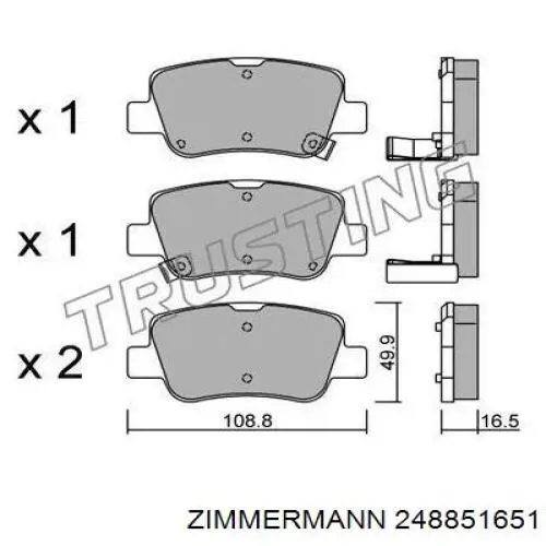 Купить 248851651 Zimmermann Колодки тормозные задние, дисковые
