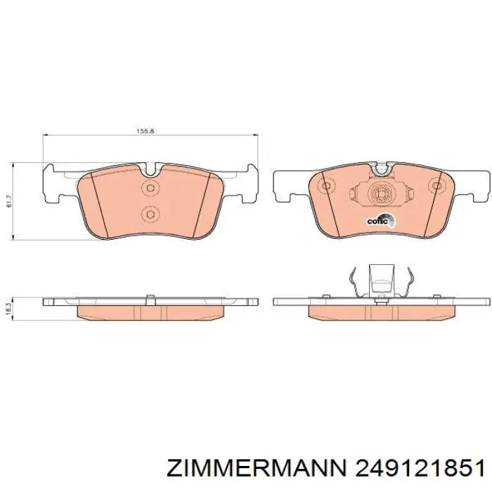 Передние тормозные колодки 249121851 Zimmermann