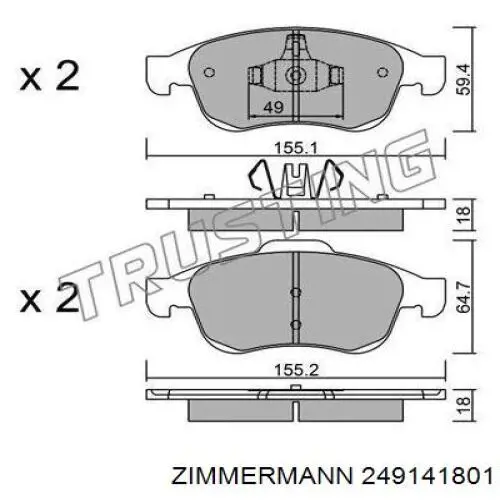 Тормозные колодки Zimmermann 249141801