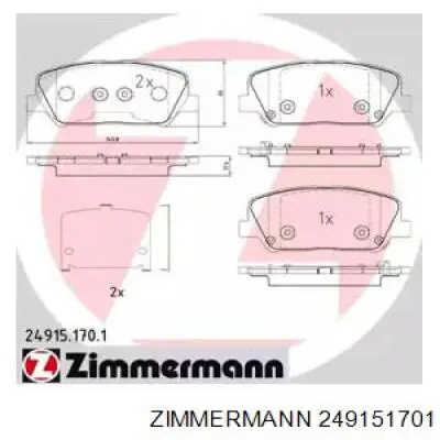 Передние тормозные колодки 249151701 Zimmermann