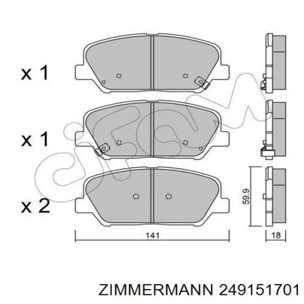 Купить 249151701 Zimmermann Колодки тормозные