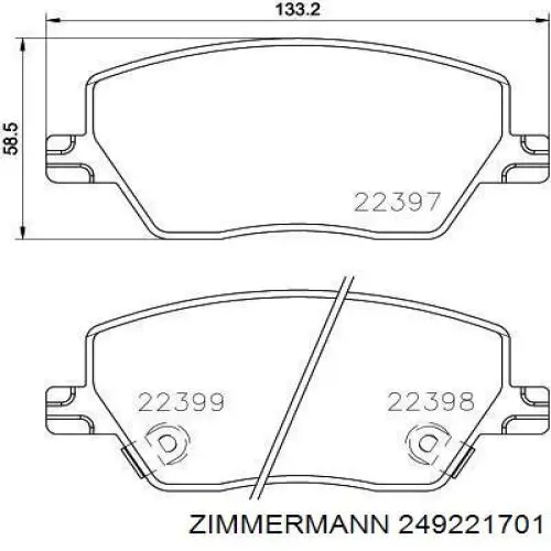249221701 Zimmermann Колодки тормозные дисковые комплект