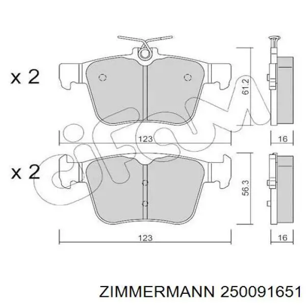 Колодки дисковые  Zimmermann 250091651 цена, от 41.03 USD