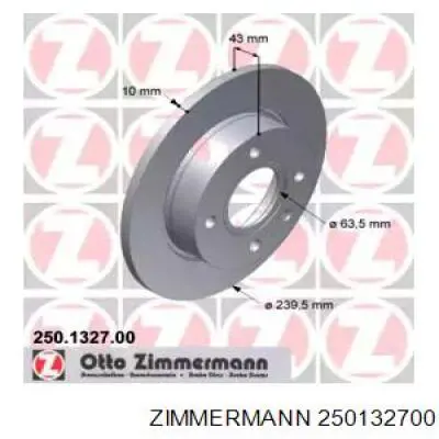 250132700 Zimmermann диск тормозной передний