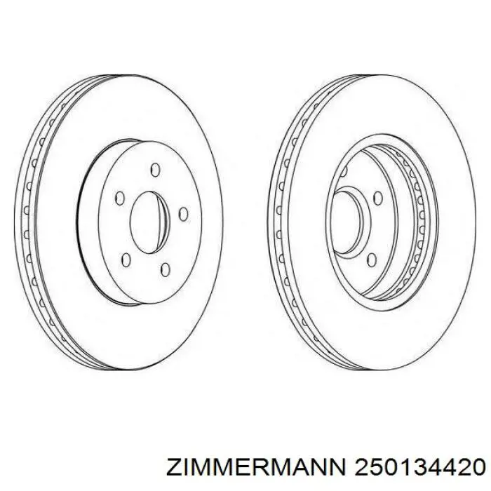 Передние тормозные диски 250134420 Zimmermann
