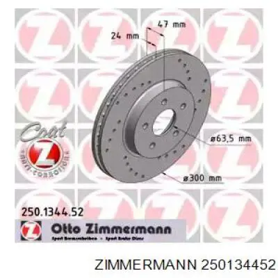 Купить 250134452 Zimmermann Ротор тормозной