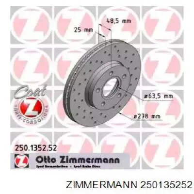 Передние тормозные диски 250135252 Zimmermann