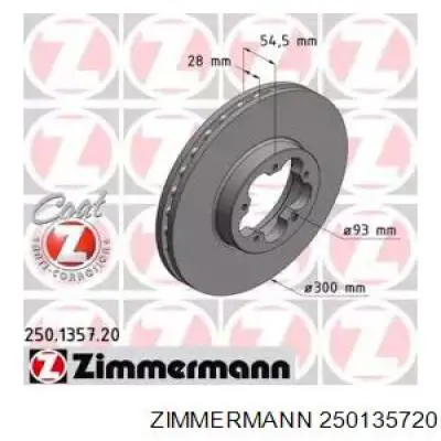 Передние тормозные диски 250135720 Zimmermann