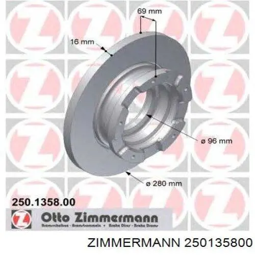 250135800 Zimmermann диск тормозной задний