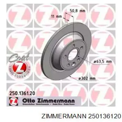 Тормозные диски 250136120 Zimmermann