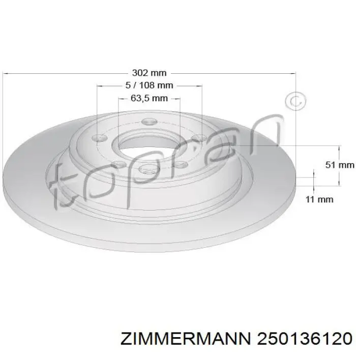 Задний тормозной диск Zimmermann 250136120 цена, от 50.54 USD